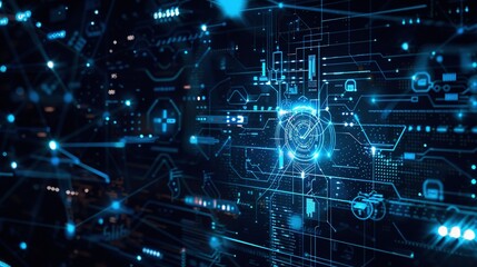 Cybersecurity Network Interface: High-Tech, Dynamic, and Dramatic Compositions