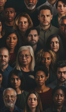 Multicultural Church Group on Dark Background

