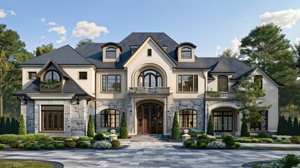 Fototapeta premium luxury home 3d illustration of a newly built