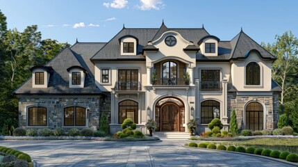 Fototapeta premium luxury home 3d illustration of a newly built