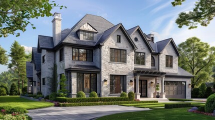 luxury home 3d illustration of a newly built