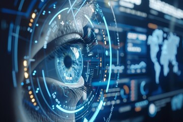 Obraz premium High tech eye with digital interface symbolizing advancements in vision technology