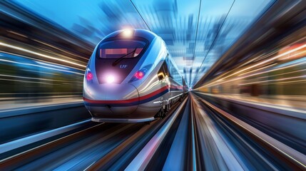 Fototapeta premium Passengers can feel the rush of air on their faces as the train reaches top speeds.