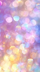 Obraz premium Abstract blur bokeh banner background. Rainbow colors, pastel purple, blue, gold yellow, white silver, pale pink bokeh background 
