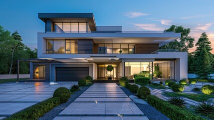 Fototapeta premium modern house exterior view - 3D illustration