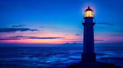 Naklejka premium The lighthouse is located on a rocky coast