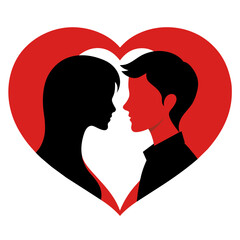 Heart love shape silhouette outline in couple