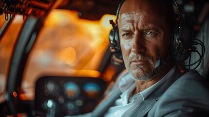 Man in a Car, Driving Through a Firestorm, Close-up, Cinematic, Dramatic, Intense, Action, Hollywood