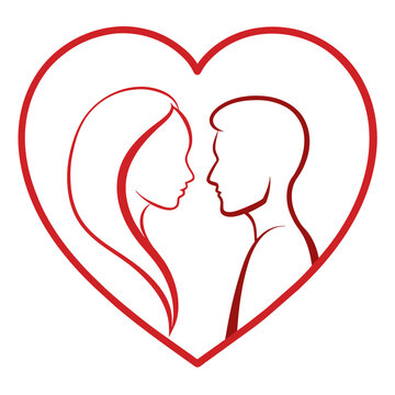 recommend clip art: Heart love shape silhouette outline in couple
