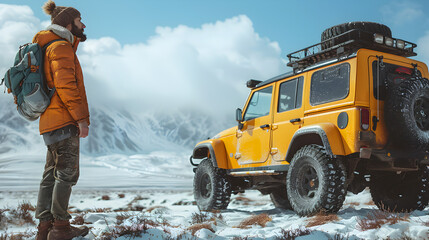 snow covered truck