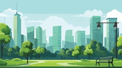 Green paper city skyline background with multistore