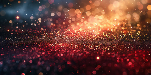 background of abstract glitter lights. red, gold and black
