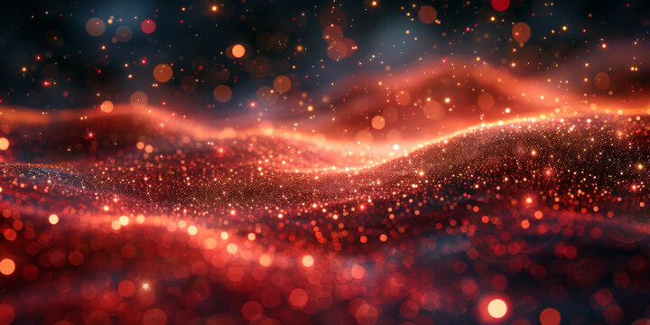 background of abstract glitter lights. red, gold and black
