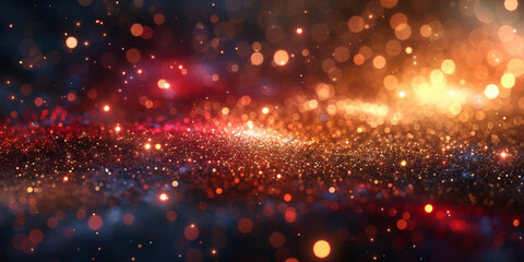 background of abstract glitter lights. red, gold and black