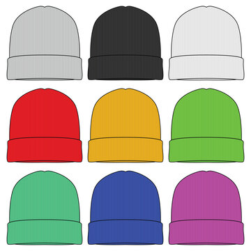 Set of beanie hats vector illustration. Beanie hats clipart
