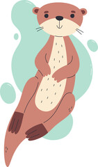 Swimming Otter In Water