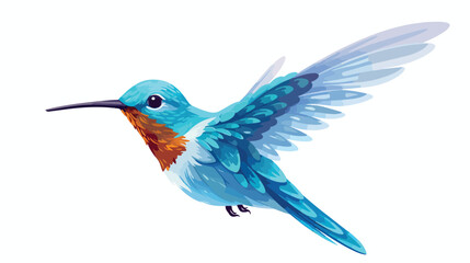 Hand drawn sapphire hummingbird colorful sketch sty