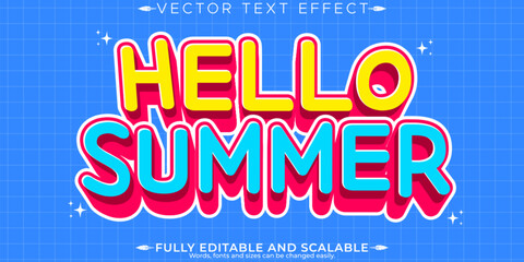 Fototapeta premium Summer sale text effect, editable marketing and beach text style