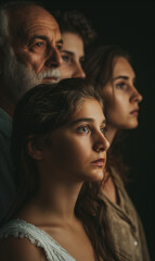 Brunette Girl and Her Diverse Age Family