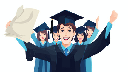 Happy male student graduate holding diploma in hand