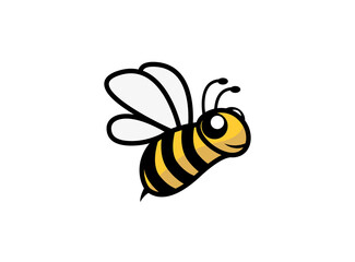Bee logo happy bumblebee open wings and fly design illustration image
