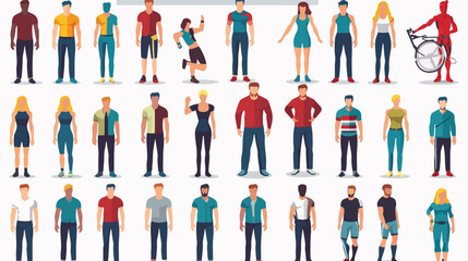 Human body and male figures types set flat vector i