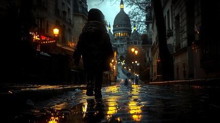 Obraz premium A little girl walking on street