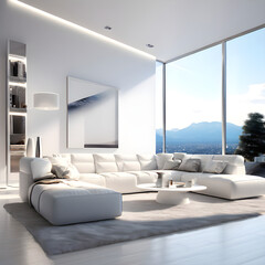 Modern Minimalist White Living Room Interior Design