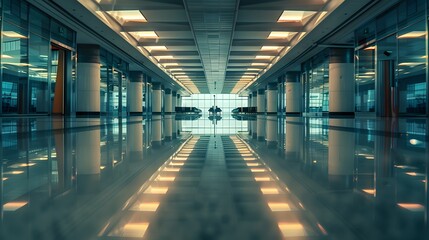 Obraz premium Aerial view of a busy airport terminal with planes parked at gates, resembling a kaleidoscope pattern, showcasing modern aviation infrastructure.