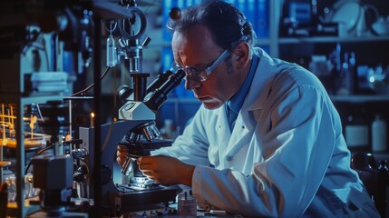 In one corner a mechanic studies a tiny particle under a microscope carefully adjusting its position with a tool that uses quantum entanglement to make precise movements.