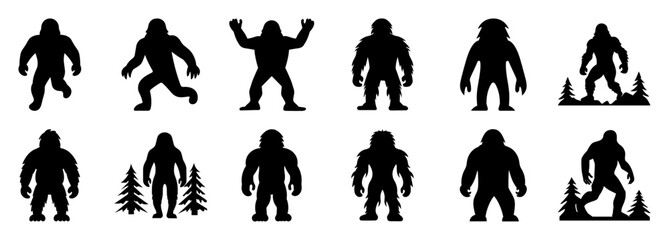 Big foot yeti silhouette set vector design big pack of illustration and icon