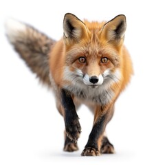 Fototapeta premium a red fox walking on a white background
