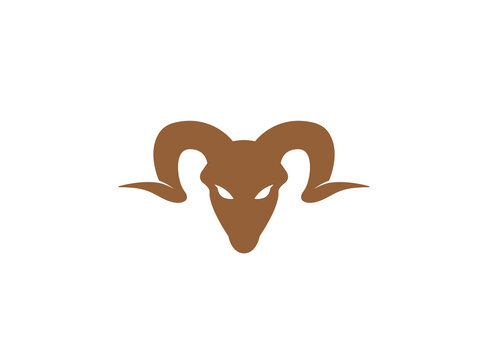 Mountain sheep ram with angry face logo design, bighorn icon illustration image