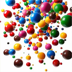 a bunch of colorful balls flying in the air