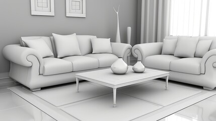 Living Room With A Chic, Minimalist Design, Featuring Clean Lines And A Monochrome Color Scheme , Room Background Photos