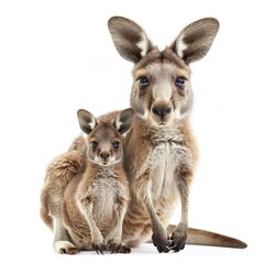 Fototapeta premium a mother kangaroo and her baby sitting together