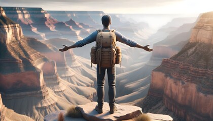 Persona mirando al gran caños con los brazos abiertos, disfrutando el paisaje maravilloso.