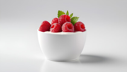 strawberry in a bowl, yogurt 
