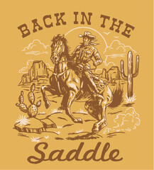 Long Live Cowboys. Wild West scene of a Cowboy on a bucking horse.