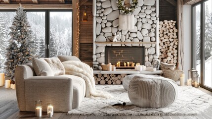 Living Room With A Cozy, Hygge-Inspired Design, Featuring Warm Textiles And Soft Lighting , Room Background Photos