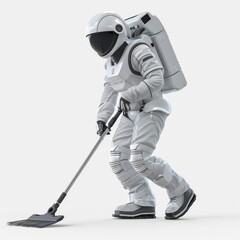 a man in a spacesuit with a vacuum and a bag, transparent background png