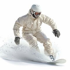 a man riding a snowboard down a snow covered slope, transparent background png