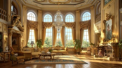 Living Room With A Luxurious, Hollywood Regency Style, Room Background Photos