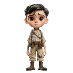 a cartoon character of a boy in a military uniform, transparent background png