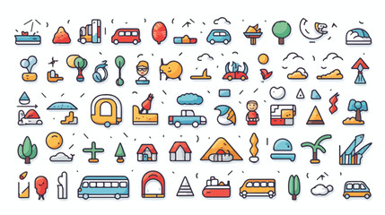 Line icons set. A large set of flat linear icons ar