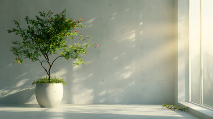 tree in a vase on the wall