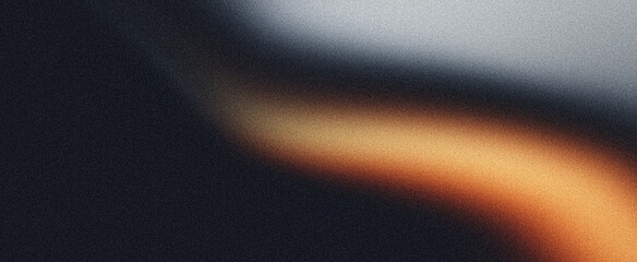 Grainy texture background, black gray orange white abstract color wave, noisy dark banner poster header cover design