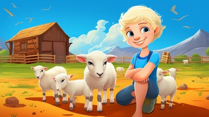 Fototapeta premium Whimsical farm scenes in chibi style with vivid colors and stylized digital paintings.
