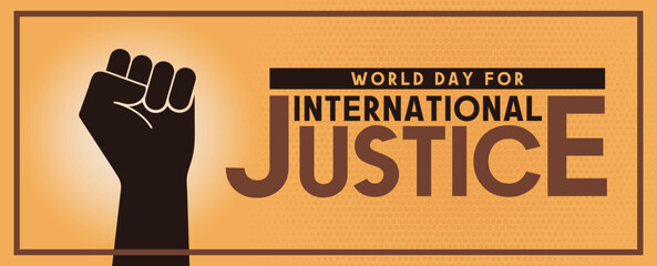 World Day for International Justice. background, banner, card, poster, template. Vector illustration.