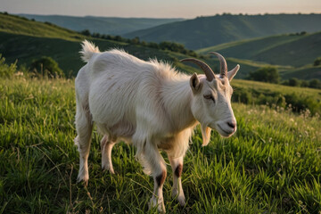 Fototapeta premium goat in the grass on a sunny day